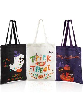 3PCS 15.7" Large Halloween Tote Treat Bag for Trick or Treat Halloween Goodie